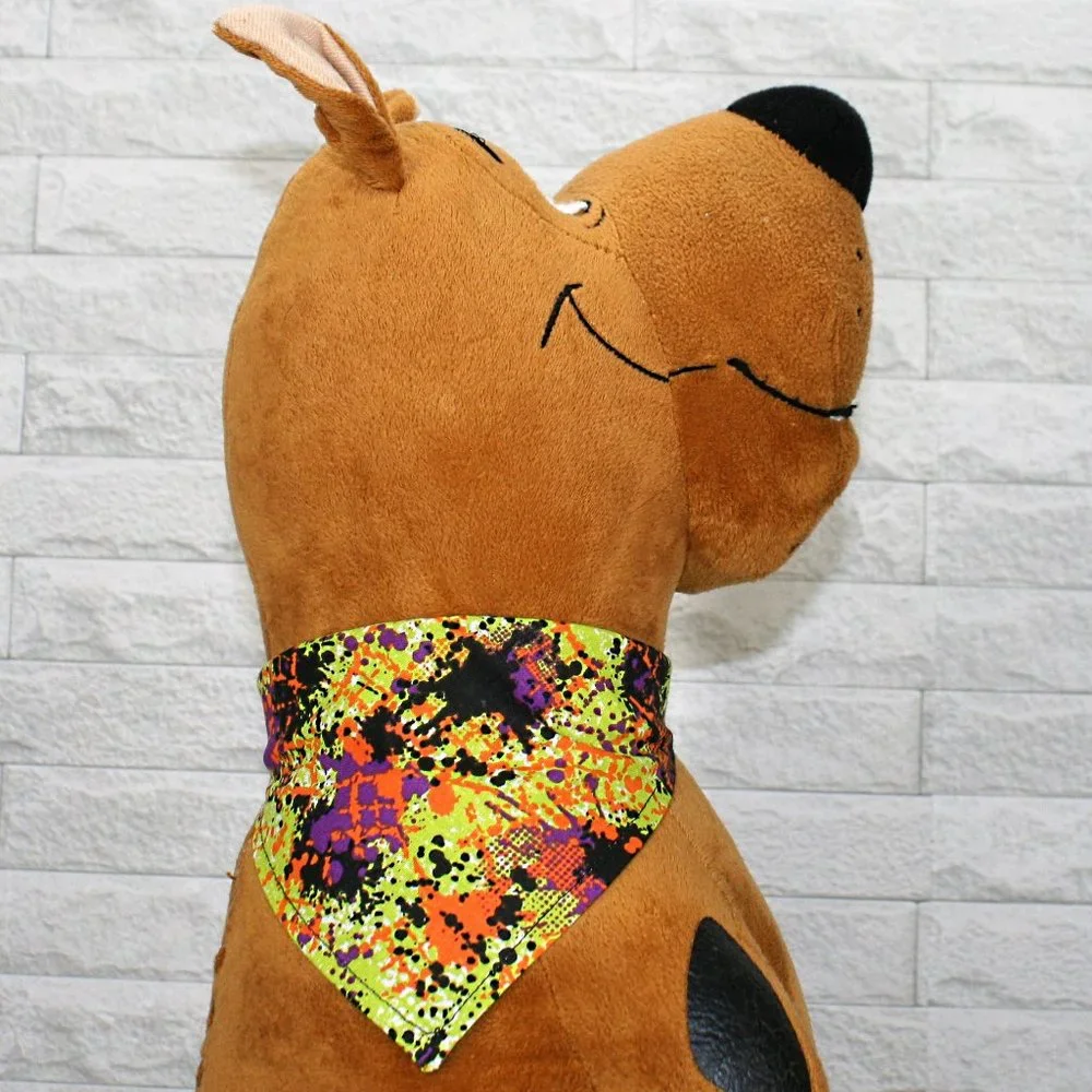 HAND CRAFTED Bandana Halloween Dog Cat Abstract Print Pet Scarf Accessory